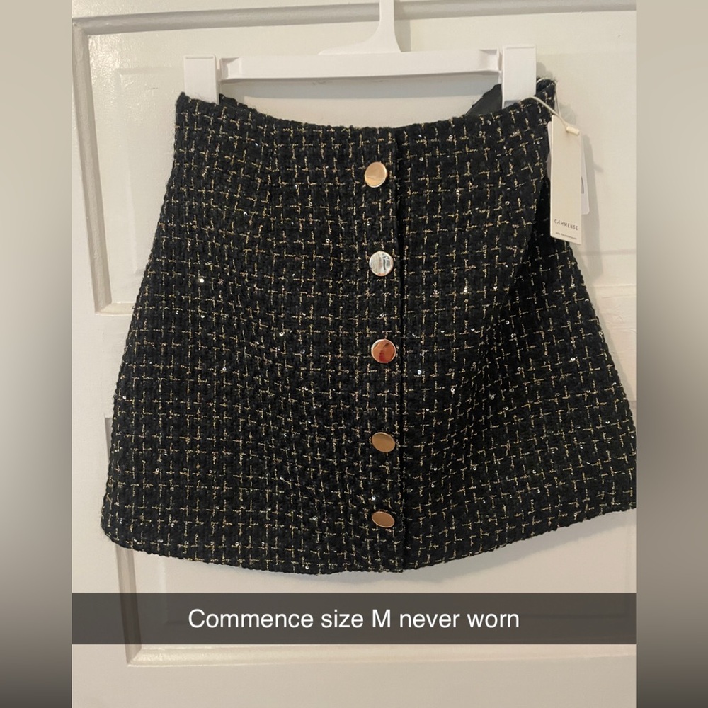 Chanel lookalike Black and gold A-Line Mini Skirty